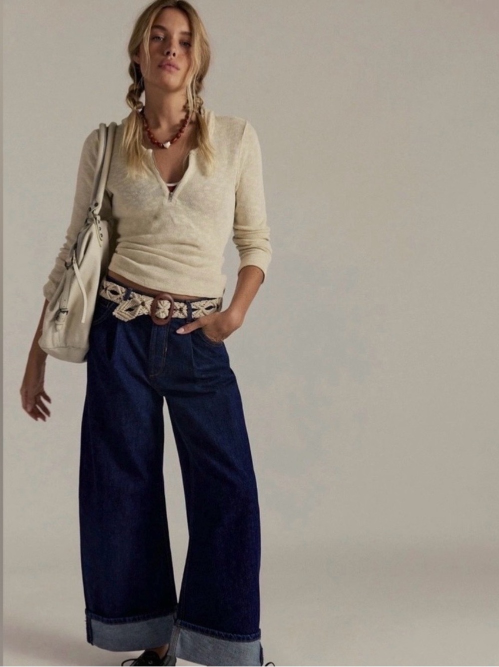 We The Free Alia Wide Leg Blue Jeans - Classic Indigo